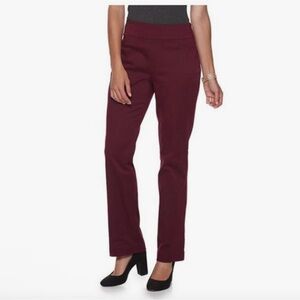 Croft & Barrow Effortless Stretch Women's Burgundy Wide Leg Pants